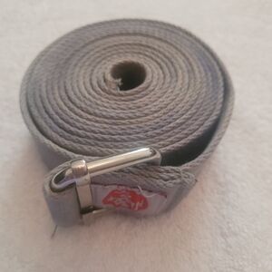 Manduka Gray Canvas Yoga Strap with Silver Buckle